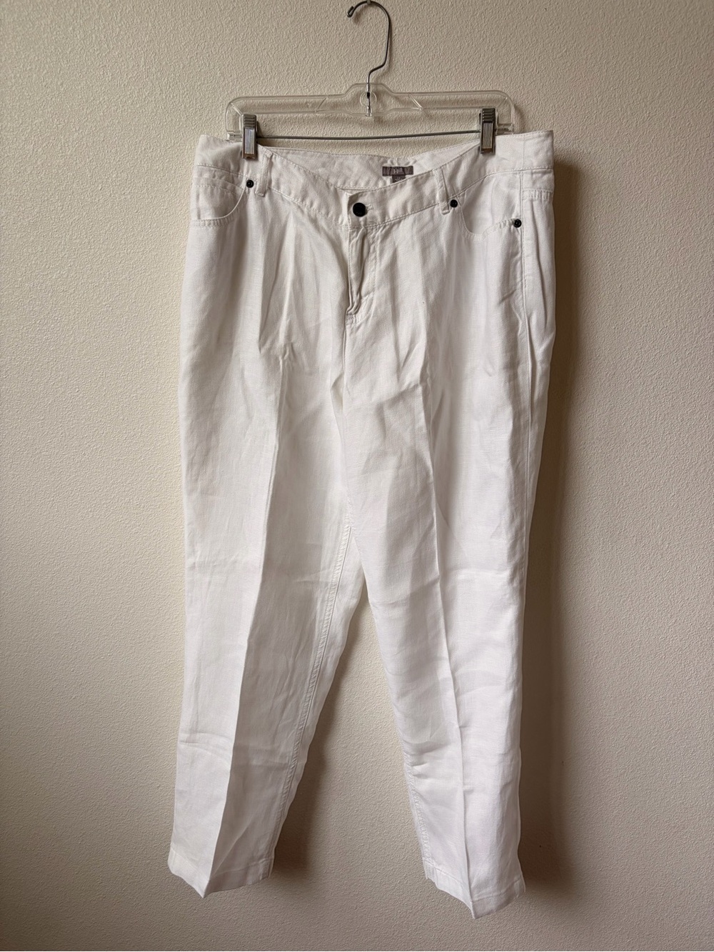 J. Jill Size 14 100% Linen White Pant